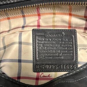 Coach Black Leather Bag with Multicolor Plaid Interior